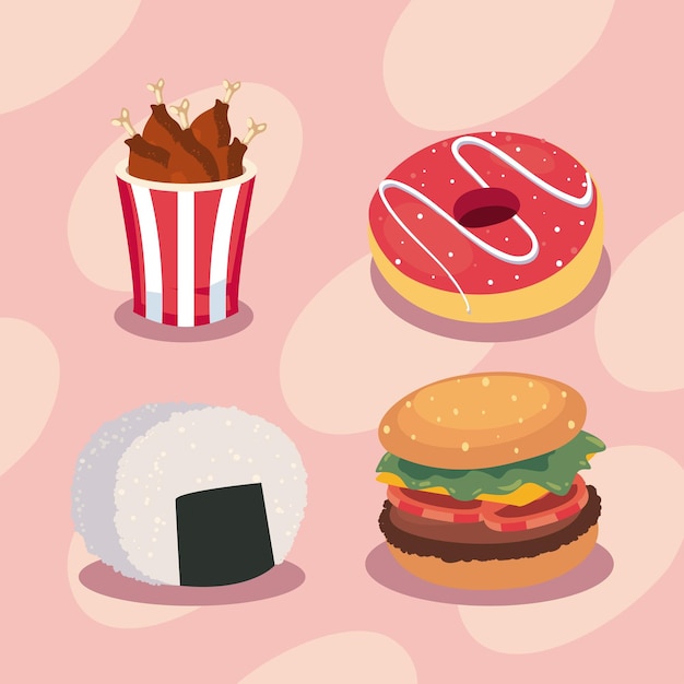 Isometric flat fast foods