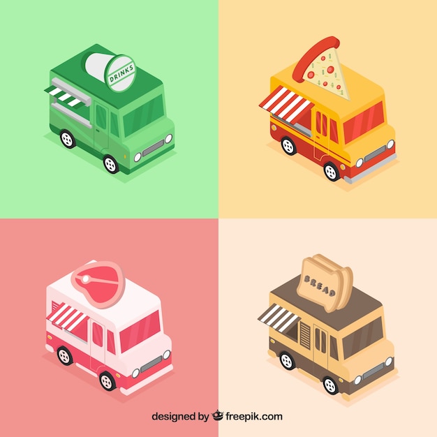 Free Vector isometric food truck collection