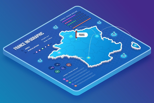 Free vector isometric france map infographic