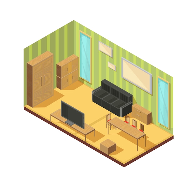 Free Vector isometric furniture composition of living room 