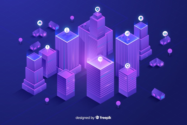 Free Vector isometric futuristic city background