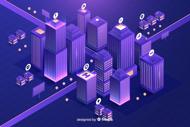 Isometric futuristic city background