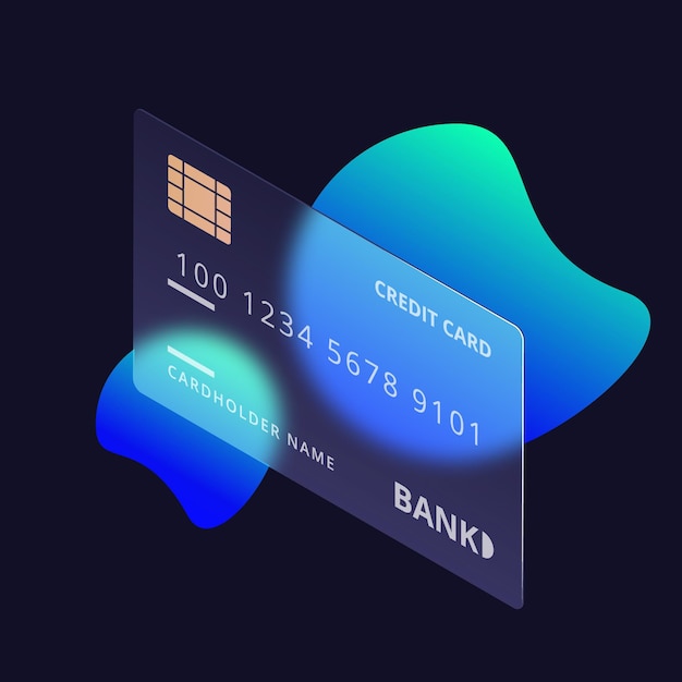 Free Vector isometric glass effect credit card template