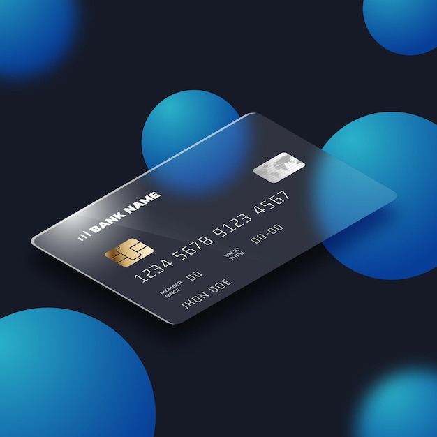 Free Vector isometric glass effect credit card