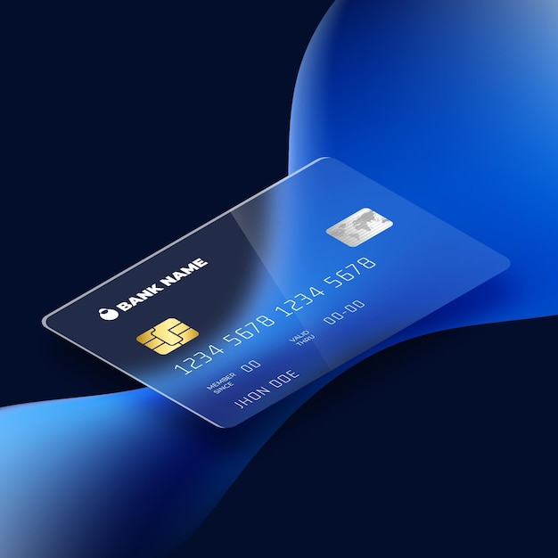 Free Vector isometric glass effect credit card