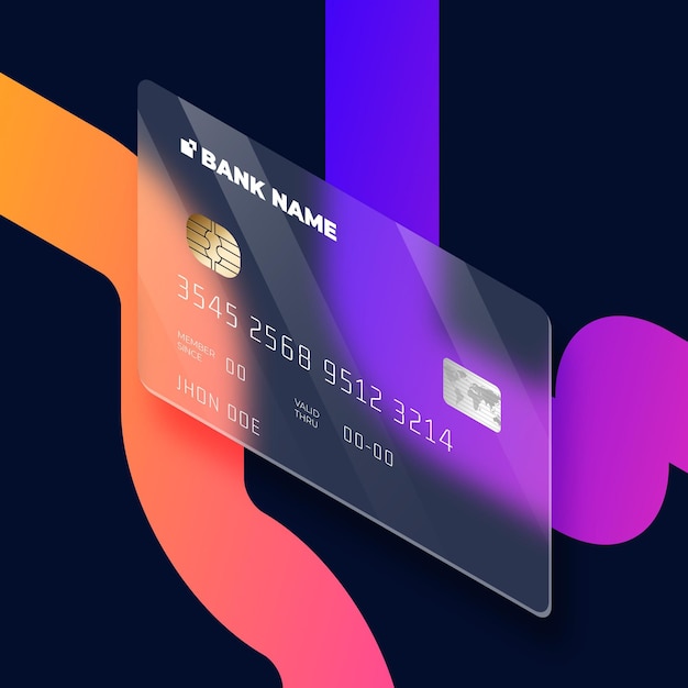 Free Vector isometric glass effect credit card