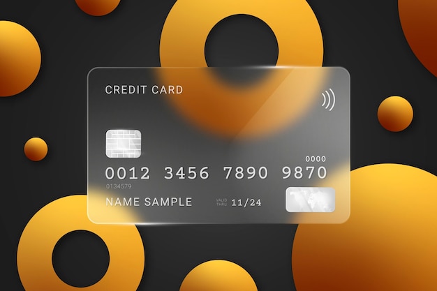 Isometric glass effect credit card