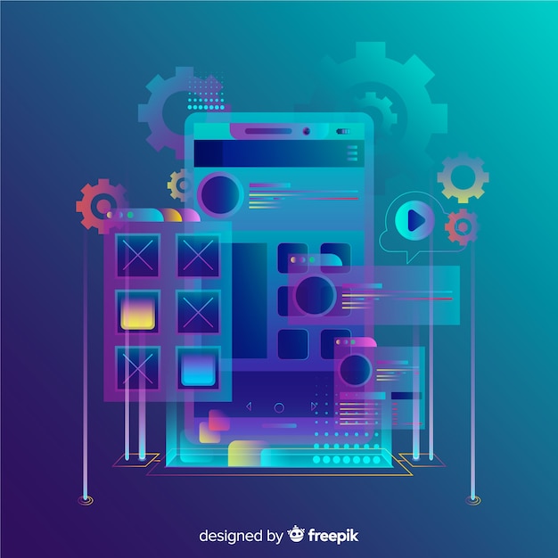 Free Vector isometric gradient 3d mobile phone background