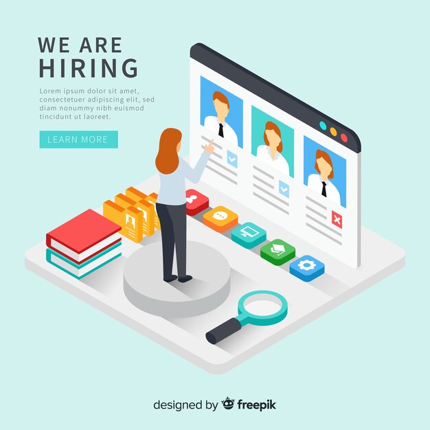 Isometric hiring illustration template