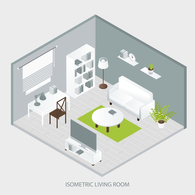 Free vector isometric home interior