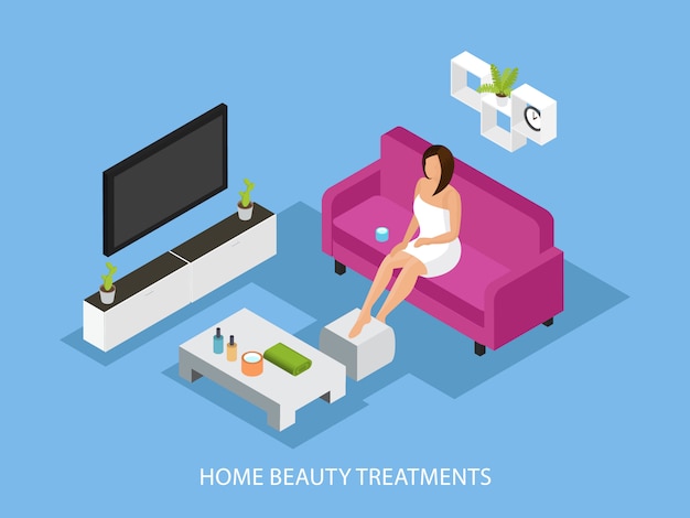 Free Vector isometric home skincare procedure concept