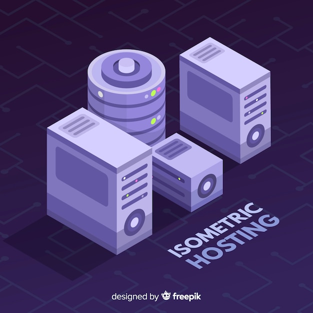 Free vector isometric hosting concept