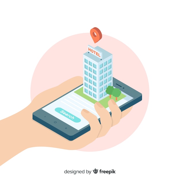 Isometric hotel booking background