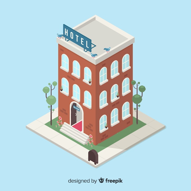 Isometric hotel building background