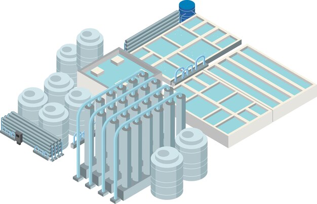 Isometric industrial area of desalination plant