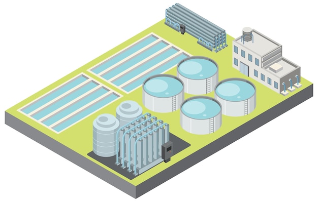 Free Vector isometric industrial area of desalination plant