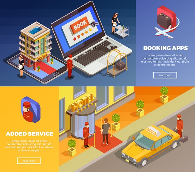 Isometric Infographic Booking Banners