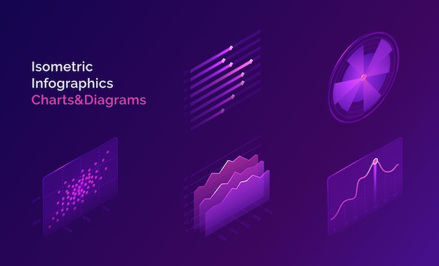 Free vector isometric infographic charts and diagrams