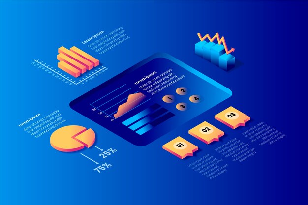 Isometric infographic concept with process