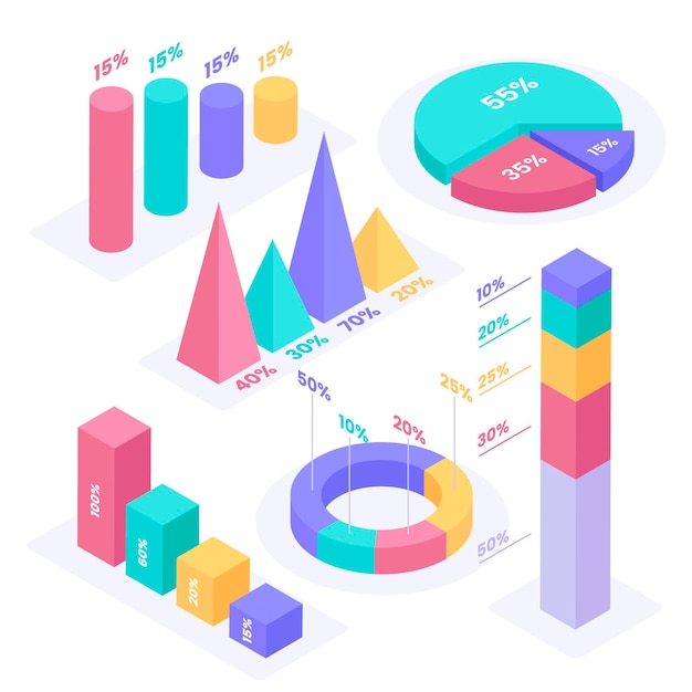 Isometric infographic element collection