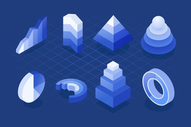 Isometric infographic element collection