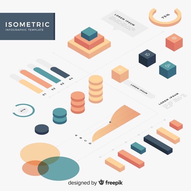 Isometric infographic element collection