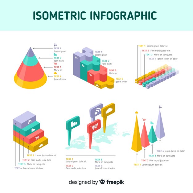 Isometric infographic elements template