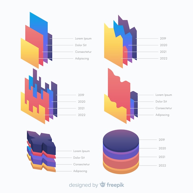 Free vector isometric infographic elements template