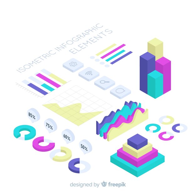 Isometric infographic elements template