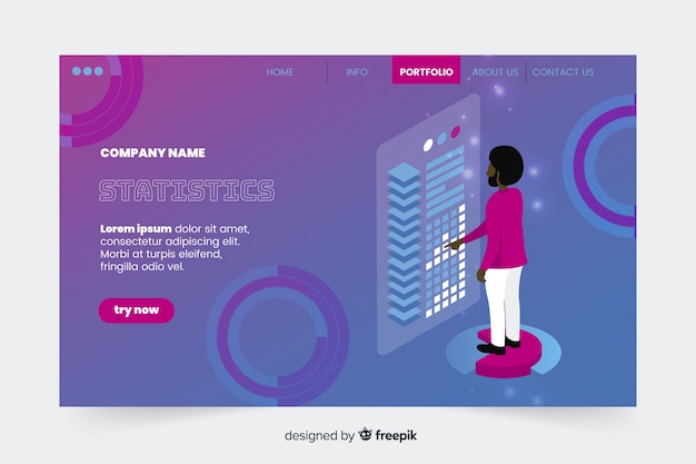 Free Vector isometric infographic landing page