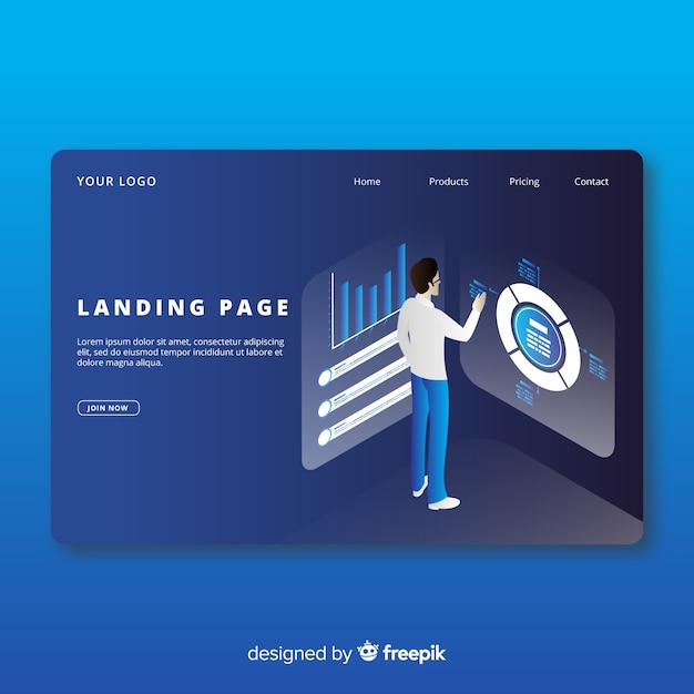 Isometric infographic landing page