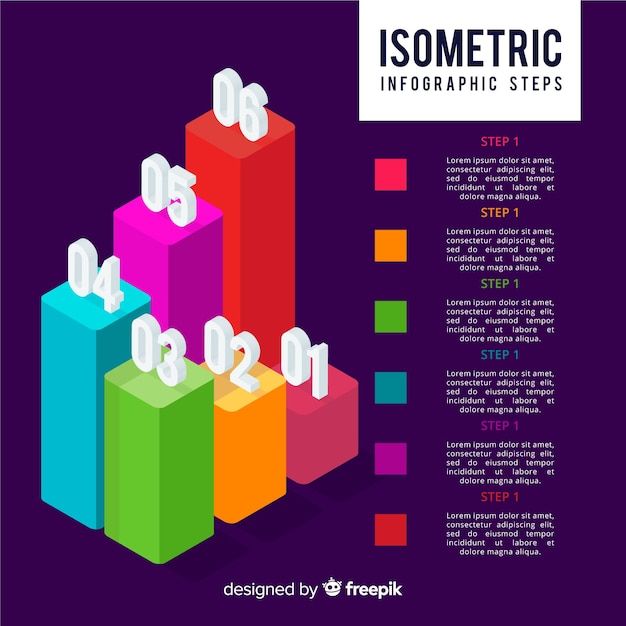 Free Vector isometric infographic steps concept