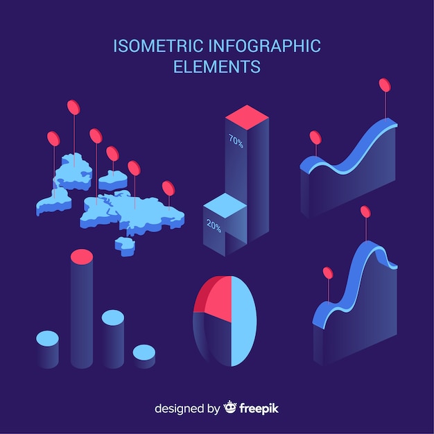 Free Vector isometric infographics element collection