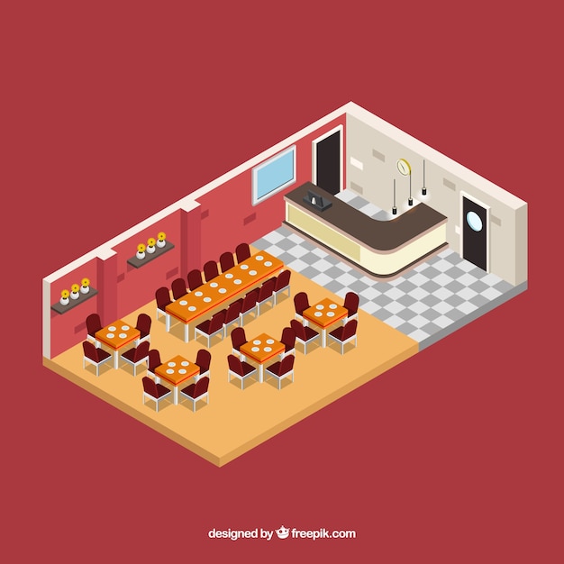 Free Vector isometric interior of restaurant