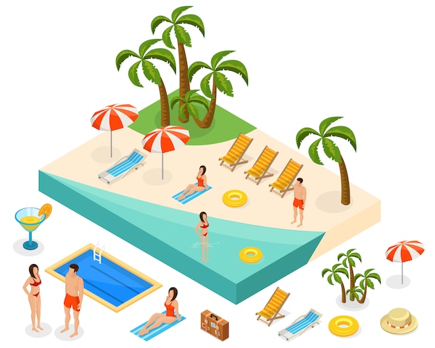 Isometric Island Travel Concept