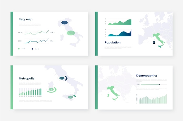 Free vector isometric italy map infographic template