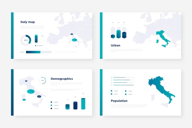 Isometric italy map infographic