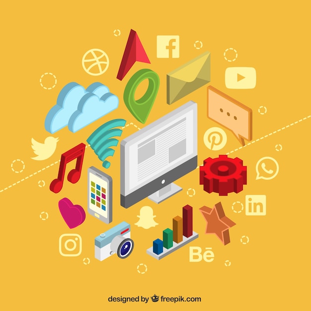  isometric items of social media