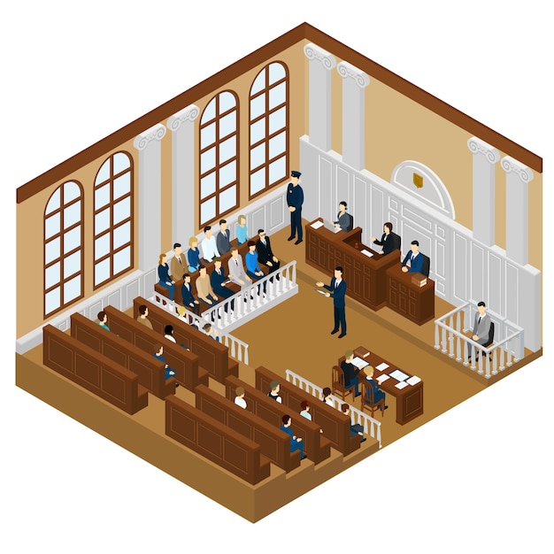 Free Vector isometric judicial system concept