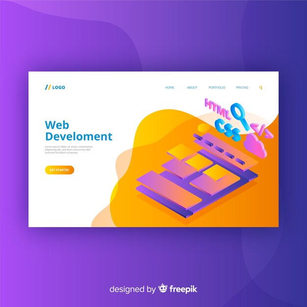 Isometric landing page template 