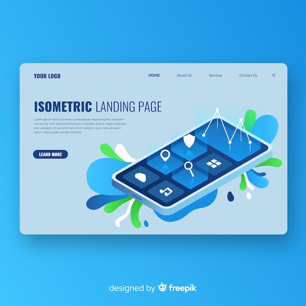 Free Vector isometric landing page