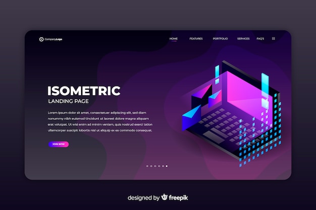 Free Vector isometric landing page