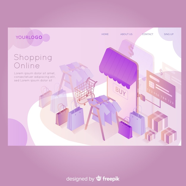 Free Vector isometric landing page