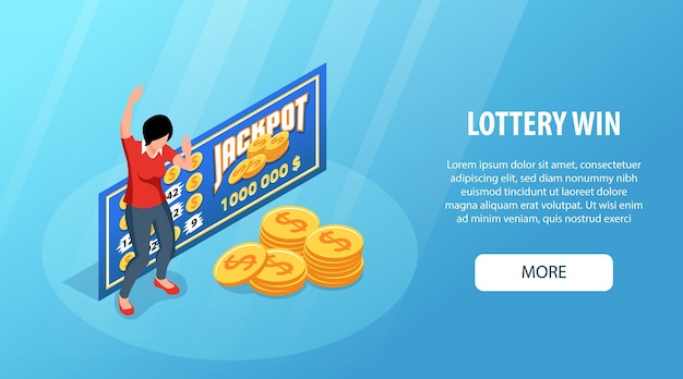 Free Vector isometric lottery win concept with happy woman hitting jackpot vector illustration