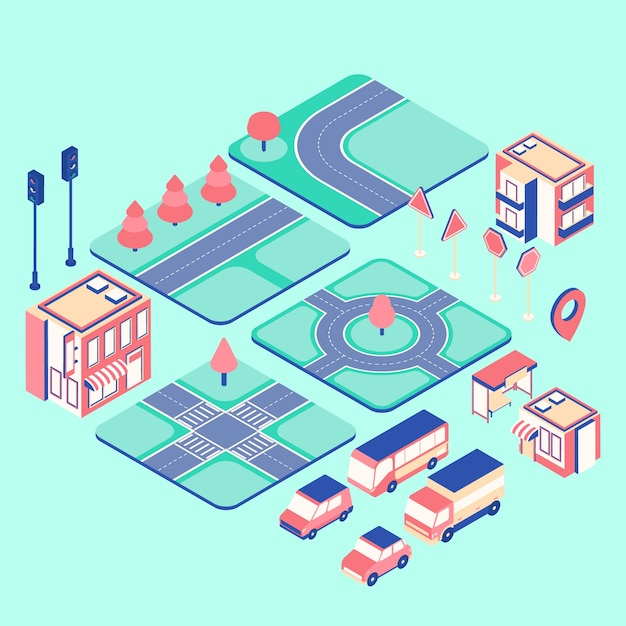 Free Vector isometric map element pack