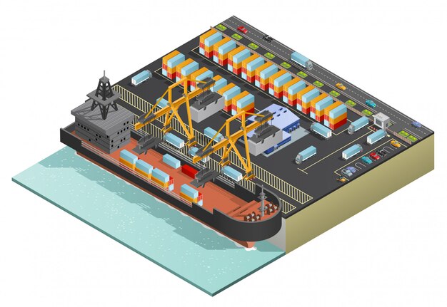 Isometric Marine Cargo Transportation