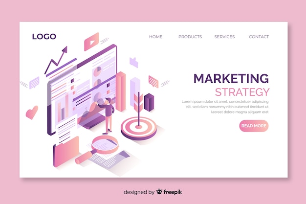 Isometric marketing approach landing page