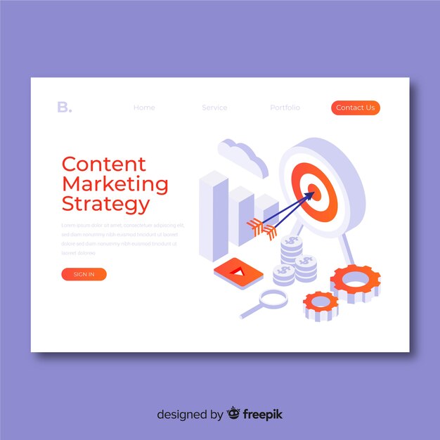 Isometric marketing landing page template