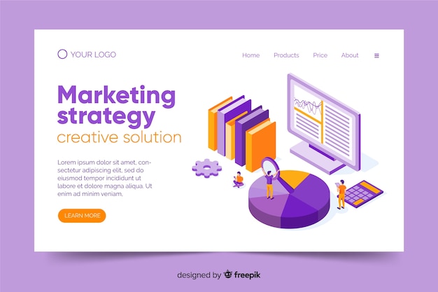 Isometric marketing landing page template