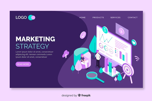 Isometric marketing landing page template